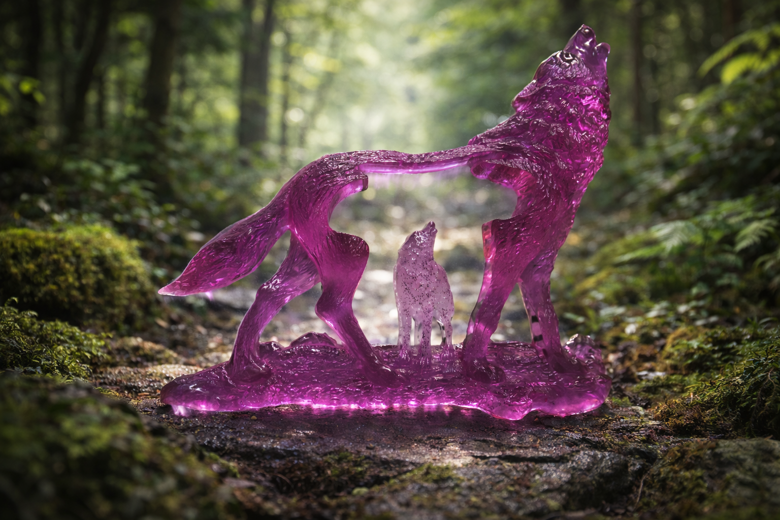 LOUP ET SON PETIT ROSE ( PETIT MODELE)