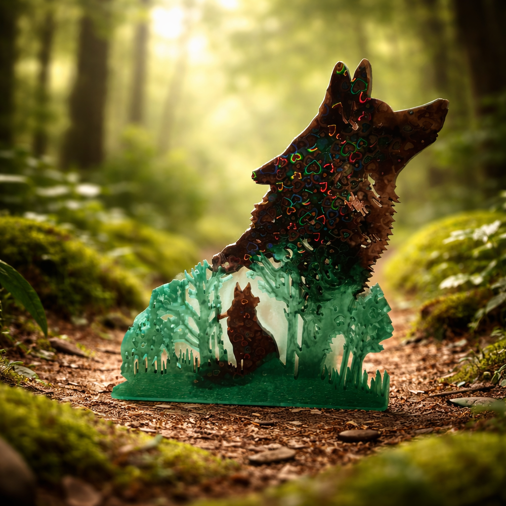 LOUP ET SON PETIT DECORATION MURALE ( GRAND MODELE )