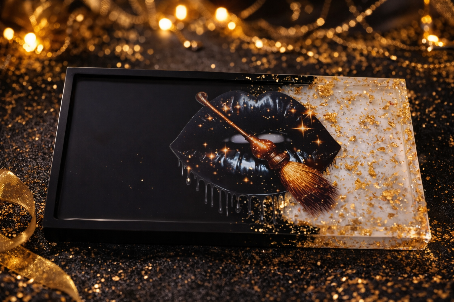 PLATEAU VIDE POCHE NOIR ET DORE